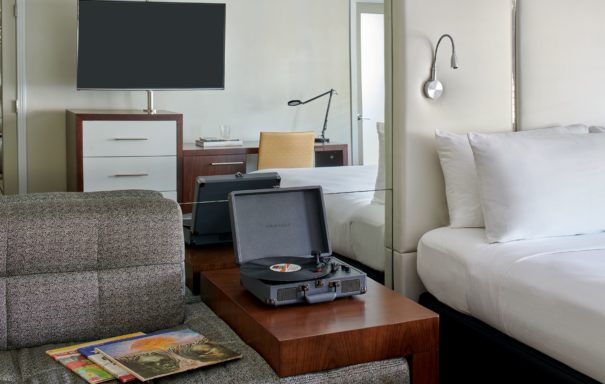 Record player kept on the table