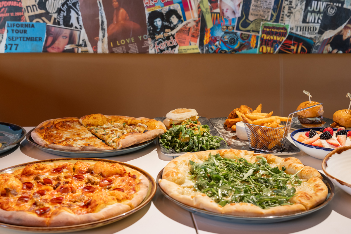 a table of assorted food items.